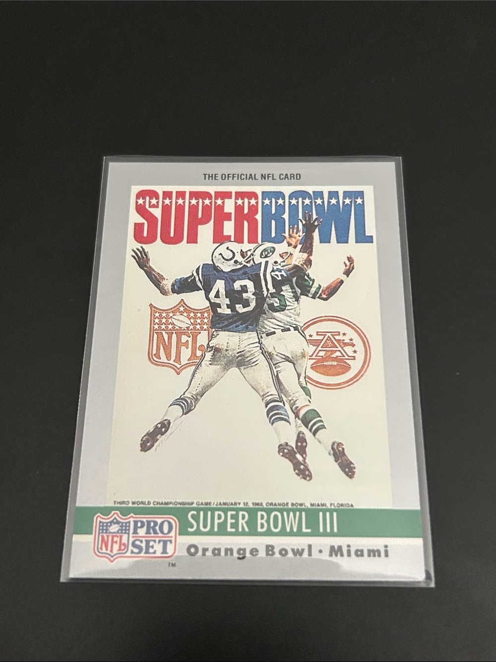 Super Bowl III Vintage NFL Pro Set Card - Red, Blue, Green